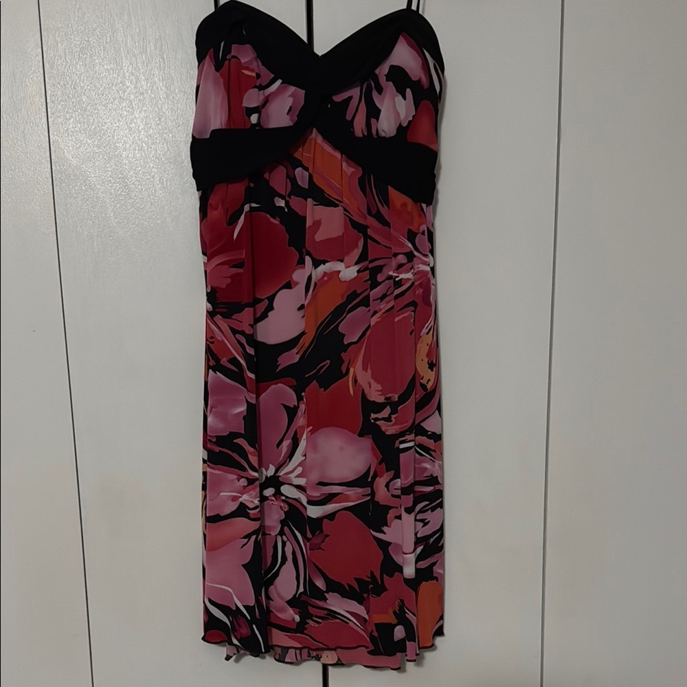 Red and Pink Sleeveless Sheath Cocktail Dress with Sweetheart Neckline